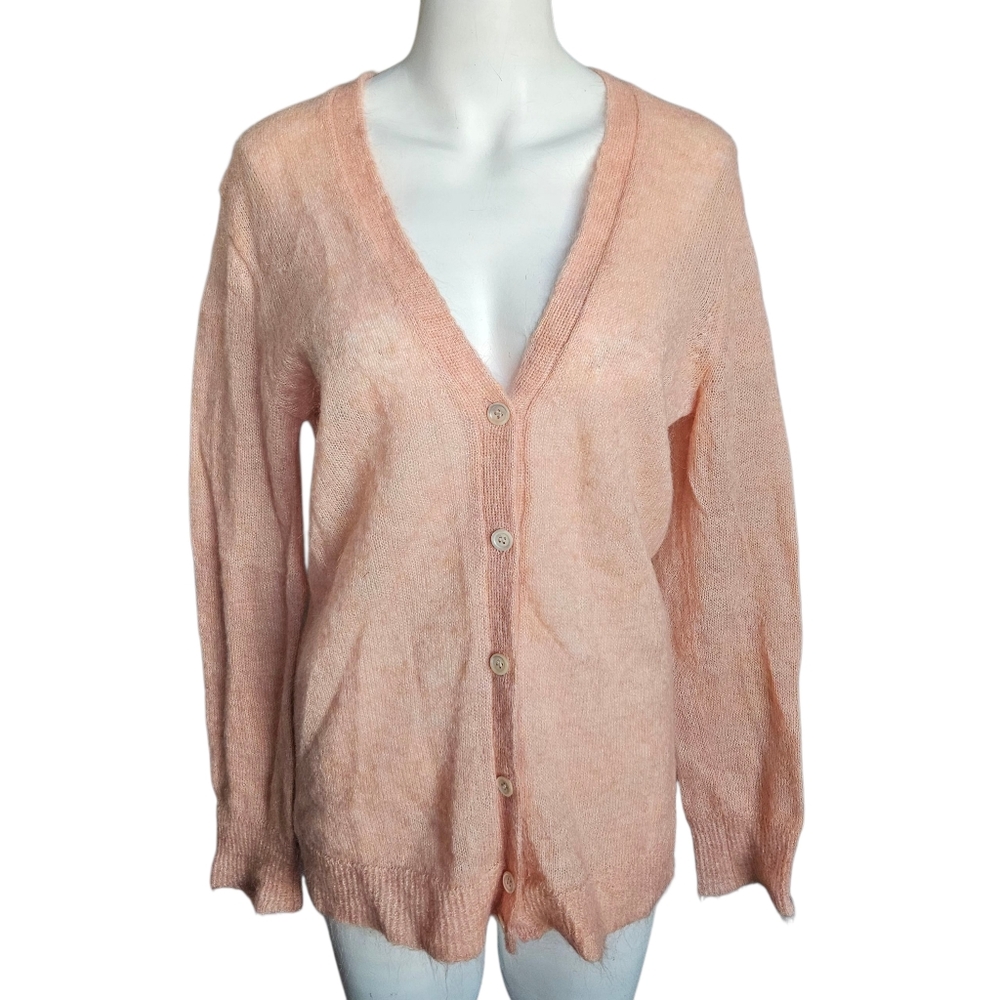 J. Crew Pale Orange Mohair Button Front Lightweight‎ Boyfriend Sweater Size Med